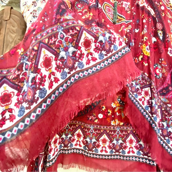 Stunning paisley boho kimono Cape/cover up w shabby chic beach vacay vibe - Picture 7 of 15